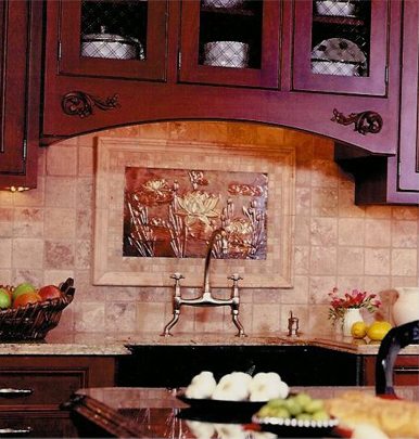 frog and lily backsplash