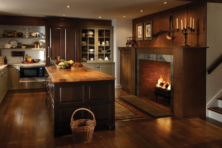 Farmhouse Kitchen With a Fireplace