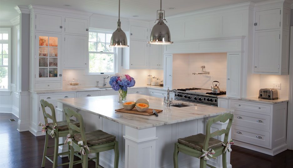 Elegant and Classic Hamptons Style White Painted Kitchen by Ken Kelly