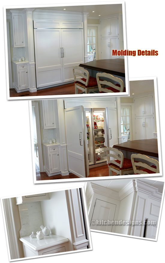 Kitchen photo of Custom molding and columns around subzero refrigerator in clients home in Garden City Long Island