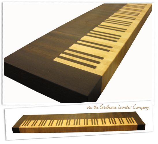 Grothouse Designs a Butcher Block Countertop Piano Keyboard