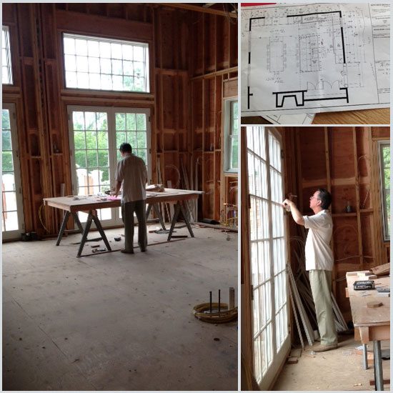 Ken Kelly measuring a kitchen project in Southampton - Long Island, NY