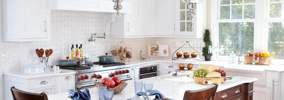 White Luxury Kitchen in Huntington Bay on the Long Island Sound