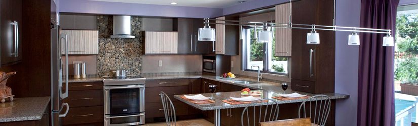 Exotic Zebra Wood in an Eclectic Colorful Long Island Kitchen