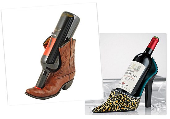 Wacky Wednesday Shoe and boot bottle holders for your wine room or whimsy