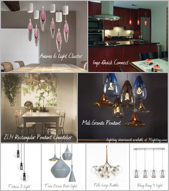 Cluster Pendant Lighting for the Kitchen - Inspiration Photo Collage