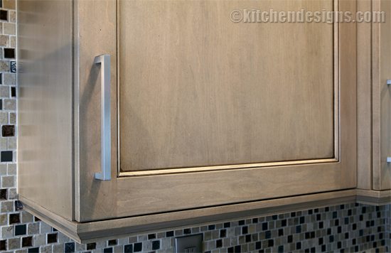 Photo of the cabinet finish called pewter glaze on harbor mist by wood mode at kitchen designs by ken kelly