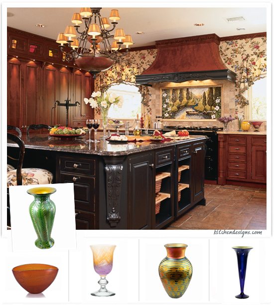 English Kitchen with Art Glass designed by Kitchen Designs by Ken Kelly Photo