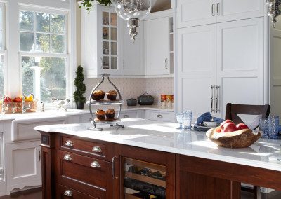 White and Wood Kitchen in Huntington Bay overlooking Long Island Sound by Kitchen Designs by Ken Kelly