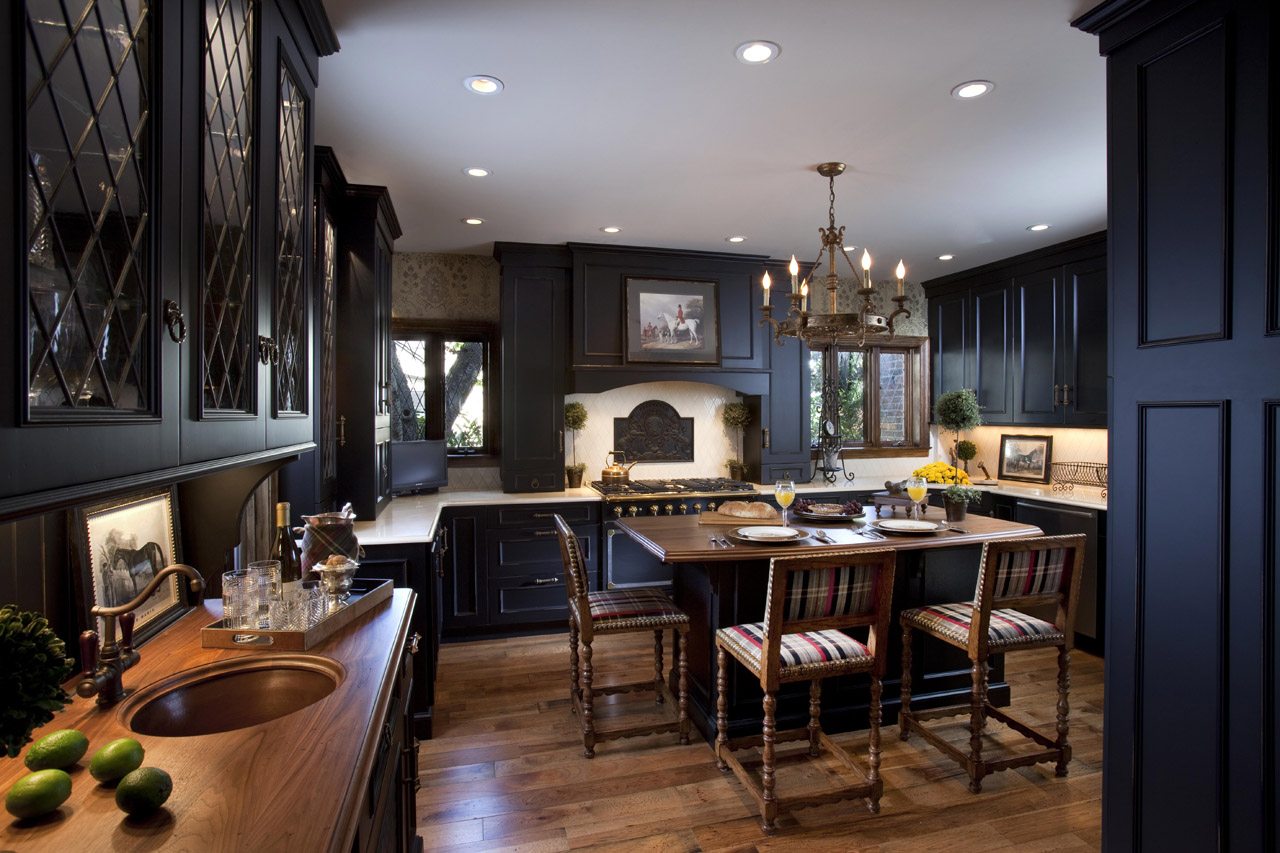 Black Traditional Kitchen Long Island