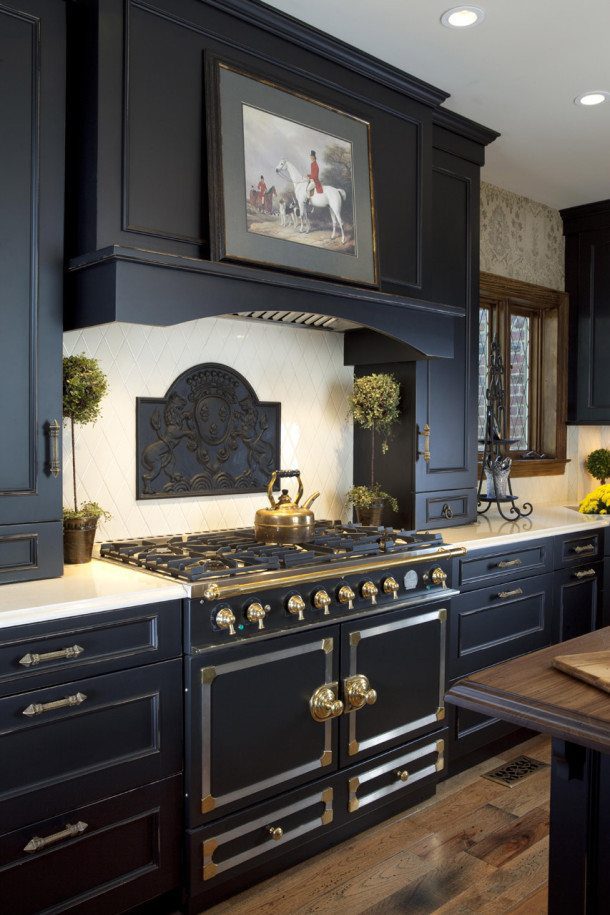 Luxury Black Kitchen with Distressed Cabinets|Kitchen Designs, NY