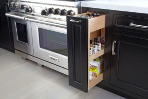 black cabinets spice drawer pull out