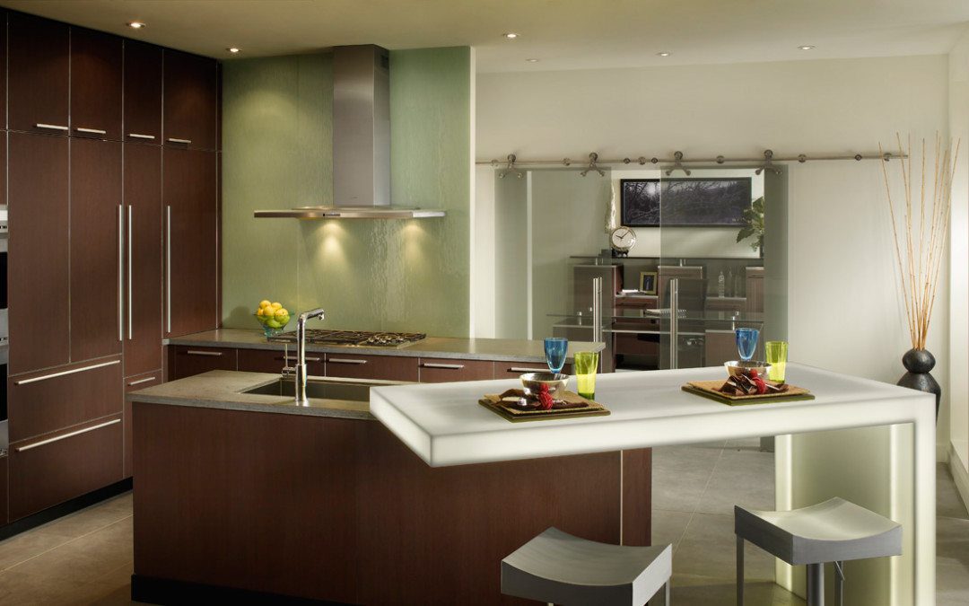 Modern Wood-Mode Kitchen & Adjoining Office With City View
