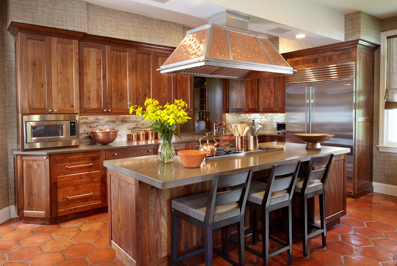 Copper and Walnut Kitchen by Kitchen Designs by Ken Kelly Long Island Showroom