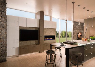 contemporary kitchen modern fireplace