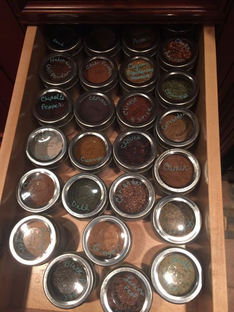 organizing spice jars