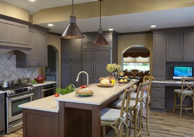 grey kitchen great room