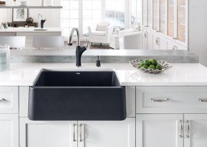 Black sink and faucet from Blanco