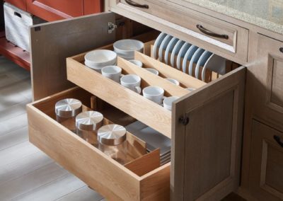 Wood Mode Nova Recessed Kitchenette storage dish drawer