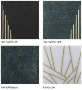 brass set in limestone tile