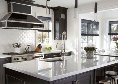 Modern and Dramatic Black Kitchen in Manhasset