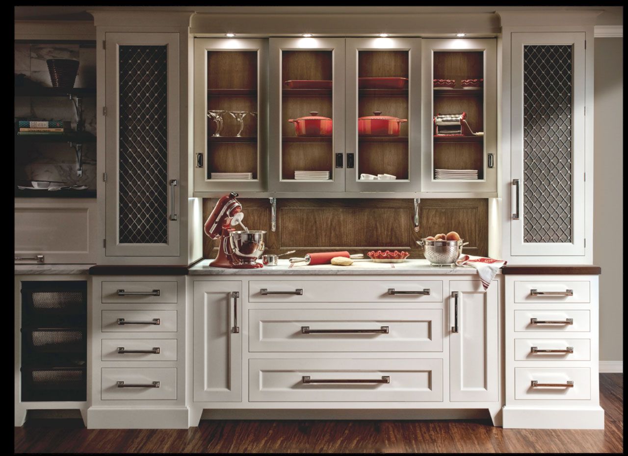 Wood-Mode Quality Baking Center, White Cabinet Storage