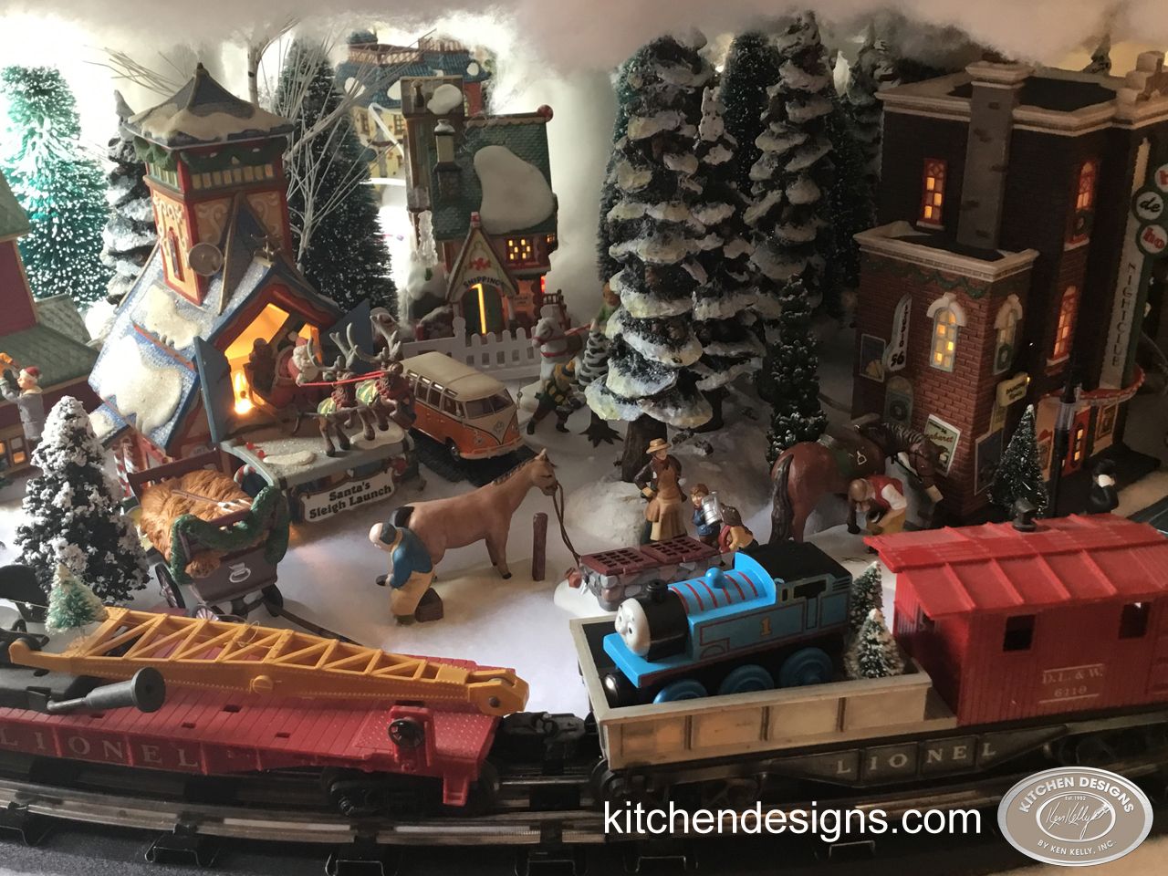 Christmas train set with village cheap