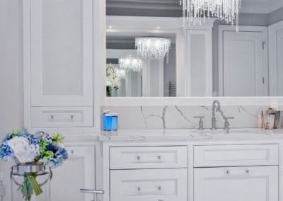 White Master Bathroom, Vanity & Bathtub - Glen Head