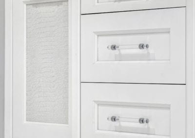 White Master Bathroom, White Leather Insert - Glen Head
