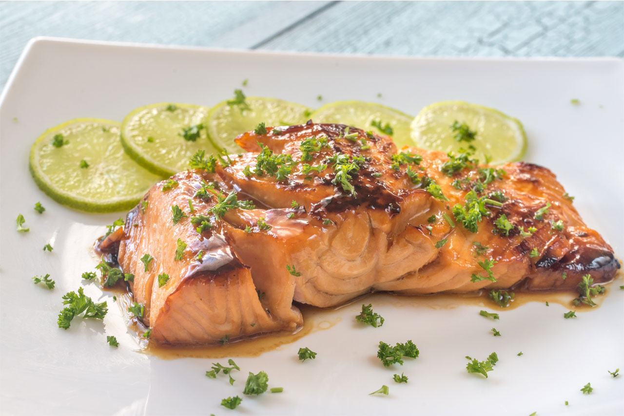 Salmon with honey and cilantro recipe
