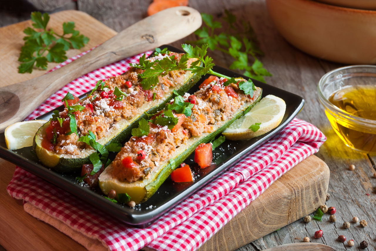 Zucchini with Tomato Stuffing