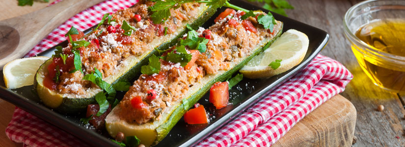 Zucchini with Tomato Stuffing