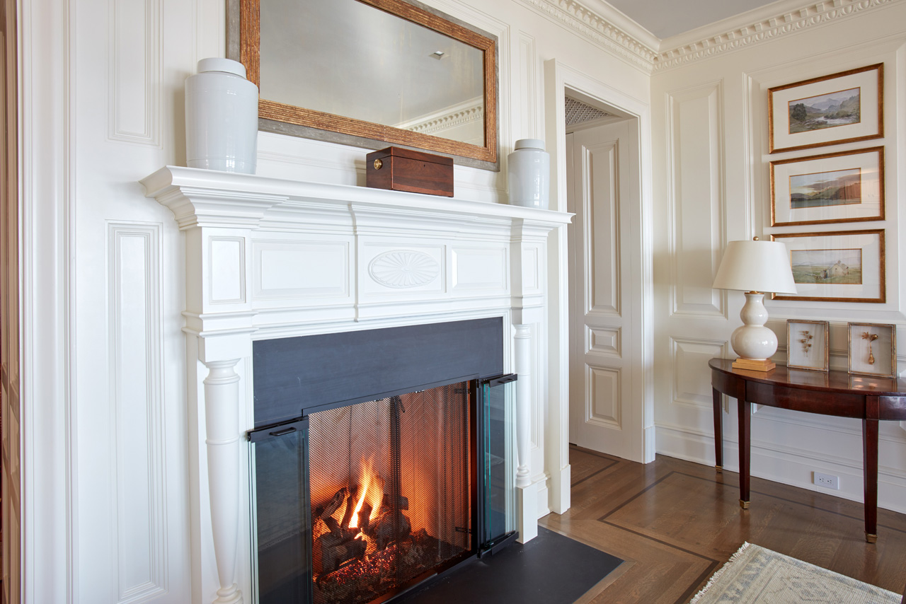 contemporary kitchen modern fireplace