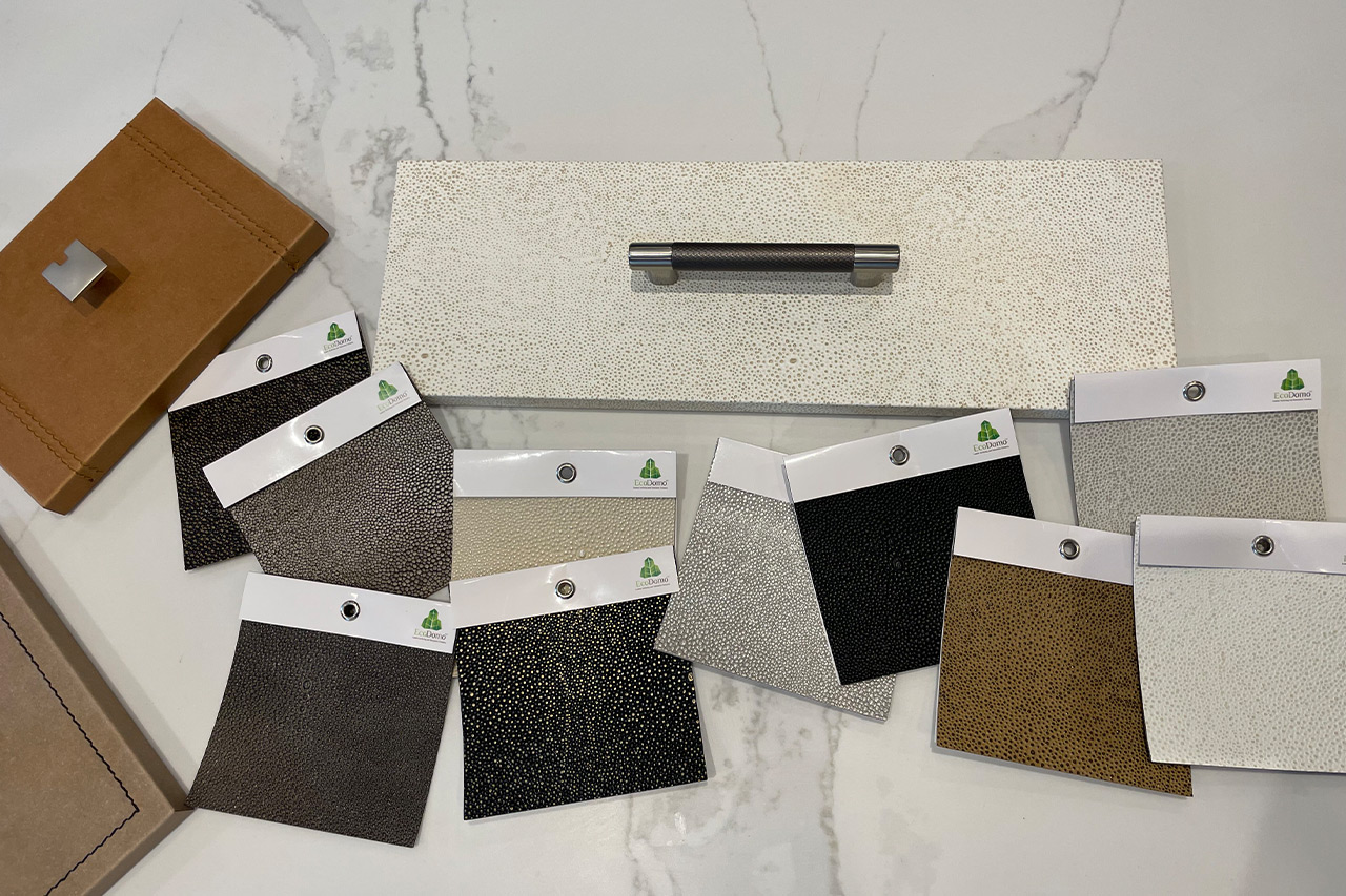leather cabinet panels ideas and sample leathers