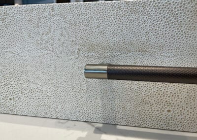 Cabinet Leather Surface, Metal Hardware, Closeup