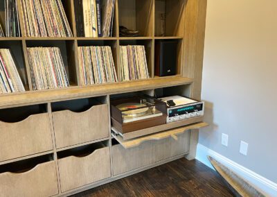 Custom Record shelf with hidden record player sound system