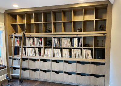 Custom Record shelf with hidden record player sound system