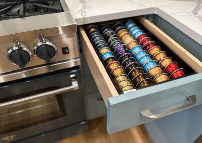 teal kitchen cabinet custom drawer
