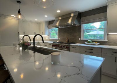 Stainless Steel Wolf Gas Burner, Stainless steel range hood, Kitchen Backsplashes, Compac Unique Countertop, ROHL Luxe Kitchen Faucet