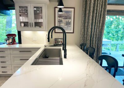 White Countertop, Galley Workstation Sink