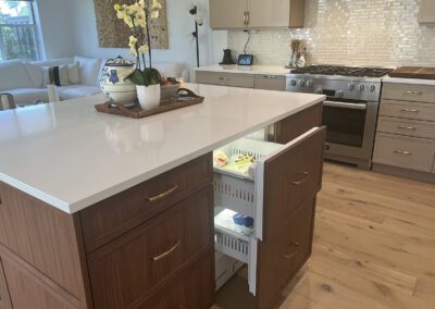 Palm Beach Kitchen on Luxury Lakefront with Golf course Views. SubZero wine refrigeration and built in spice drawer pull outs.